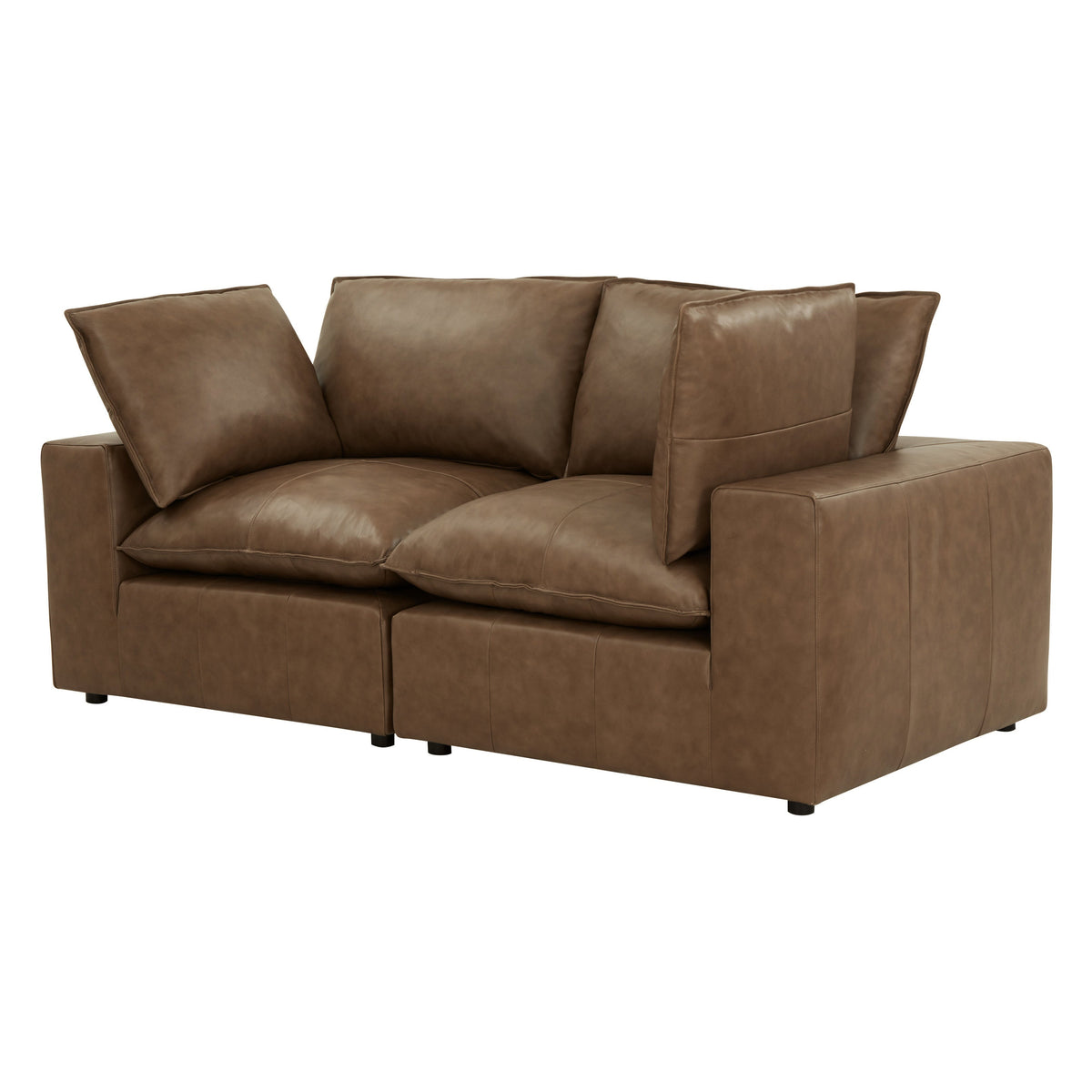 TOV Furniture Cali Brown Leather 80in Modular Loveseat