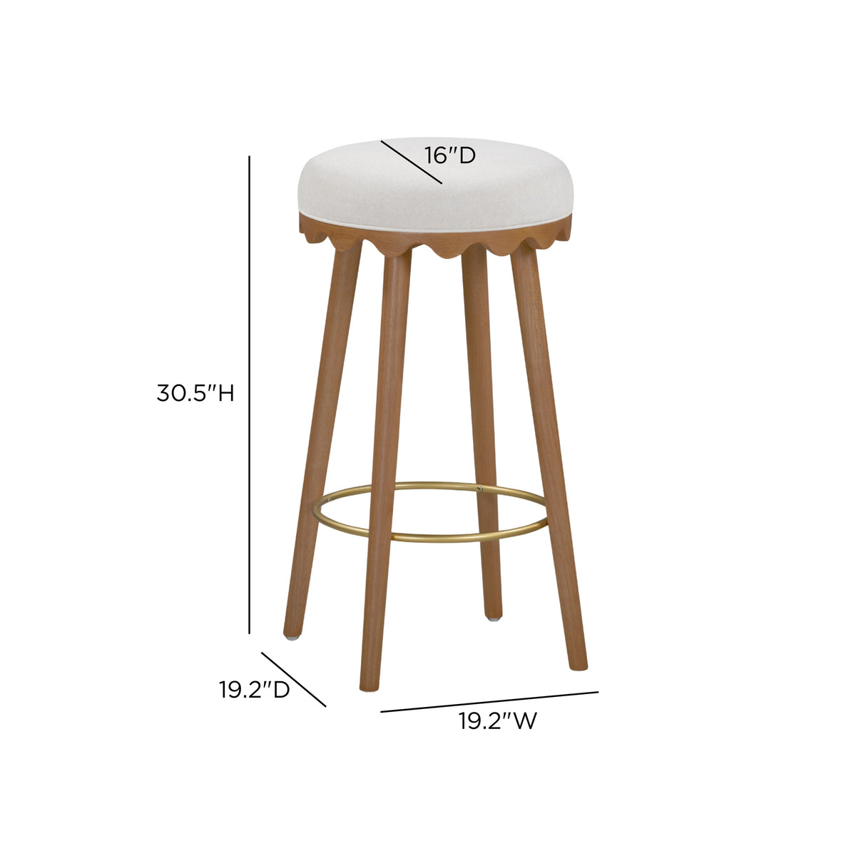 TOV Furniture Oodle Cream Performance Vegan Mohair Bar Stool