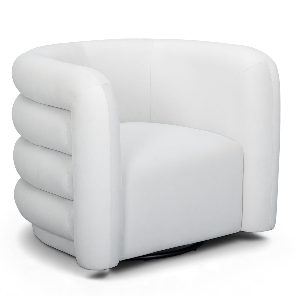 TOV Furniture Curves White Performance Velvet Swivel Chair in cream velvet, primary product view