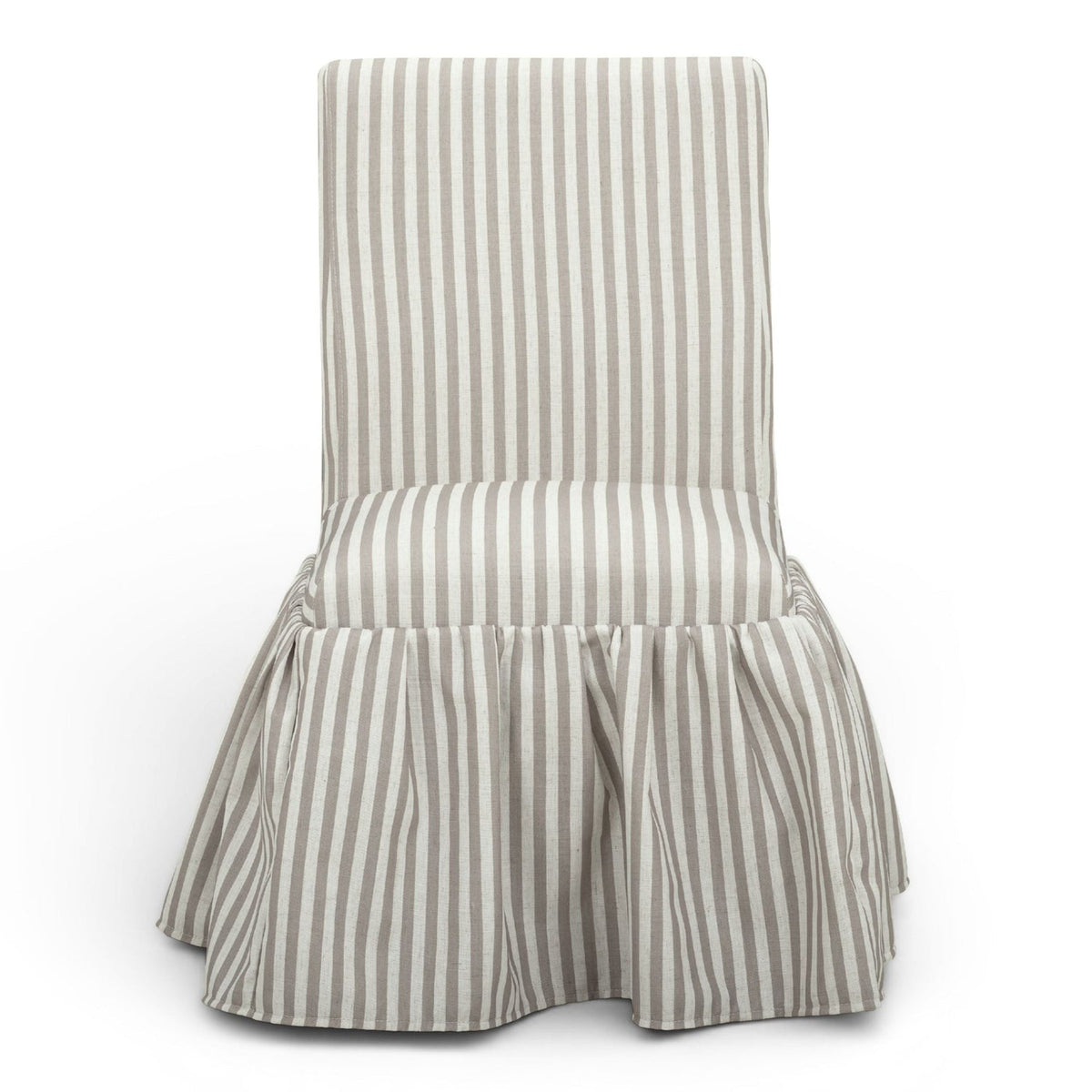 TOV Furniture Gertrude Khaki Striped Performance Linen Skirted Dining Chair