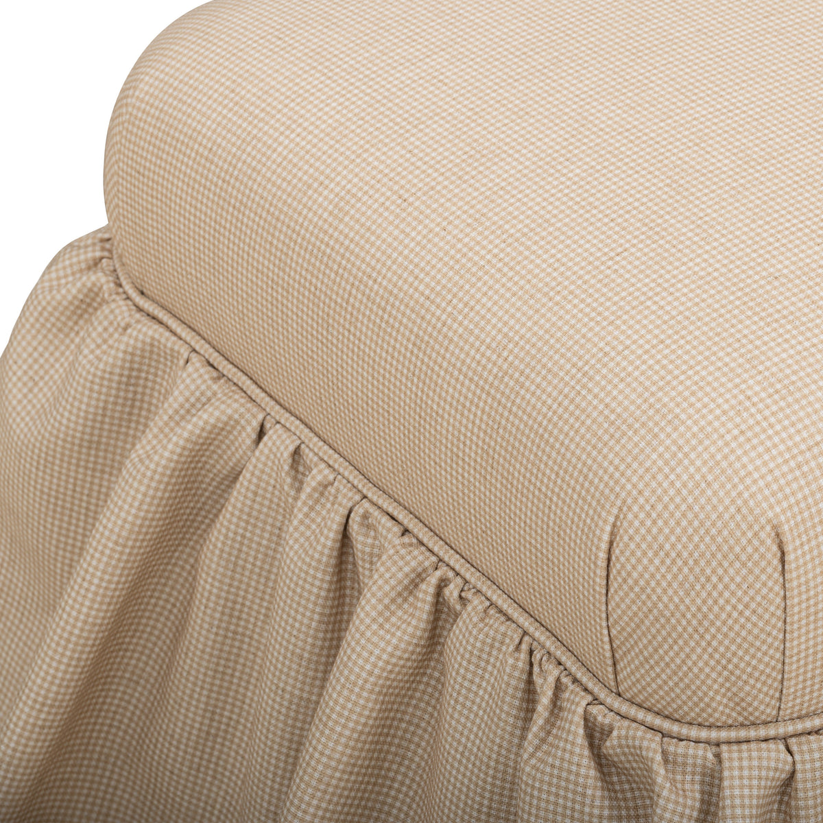 TOV Furniture Gertrude Yellow Gingham Performance Linen Skirted Ottoman