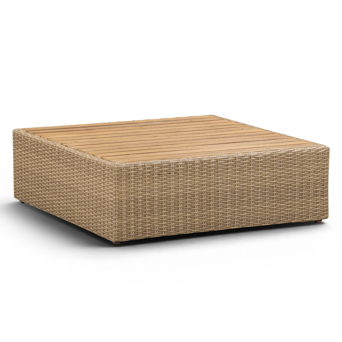 TOV Furniture Cali Cream Performance Wicker Outdoor Ottoman