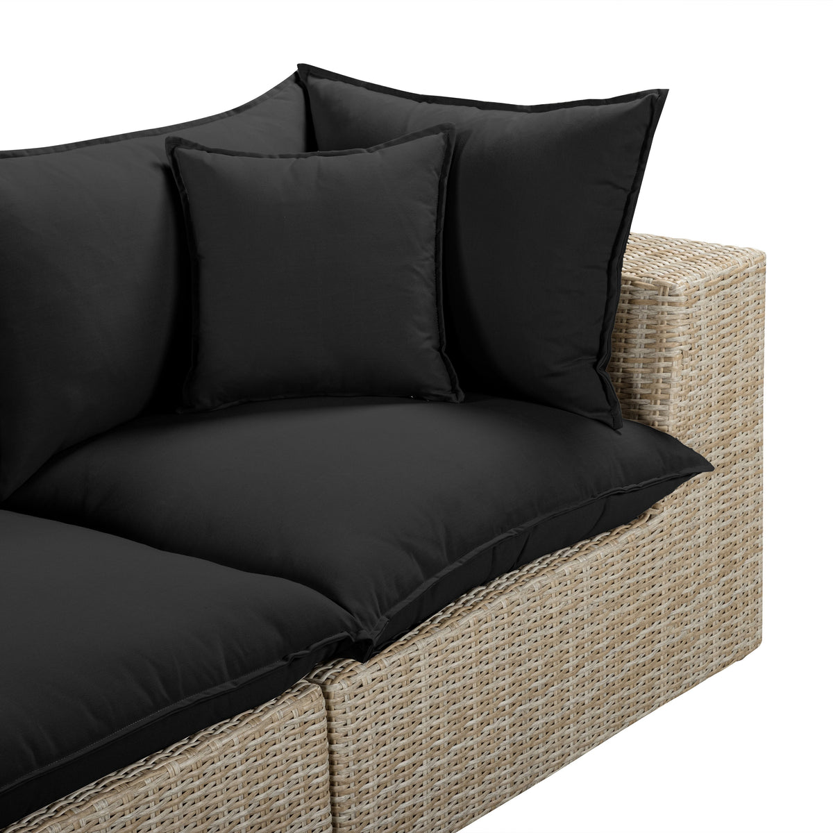 TOV Furniture Cali Black Performance Wicker 120in Outdoor Sofa