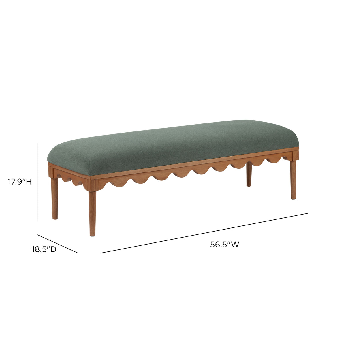 TOV Furniture Oodle Green Performance Vegan Mohair Bench