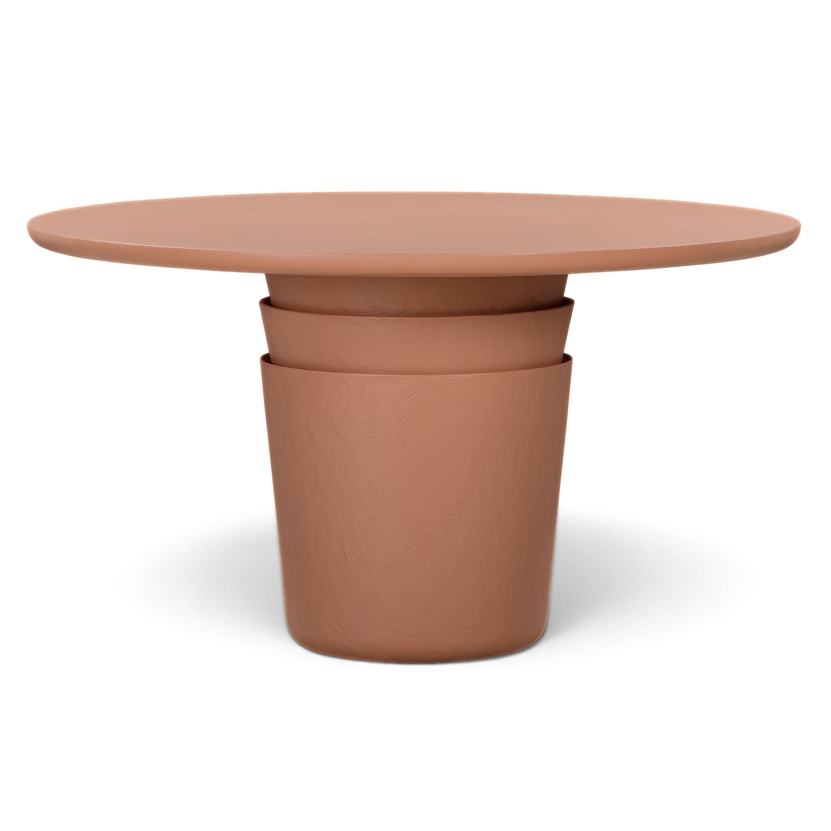 TOV Furniture Margot Terracotta Round Indoor/Outdoor Dining Table in terracotta concrete finish, primary product view