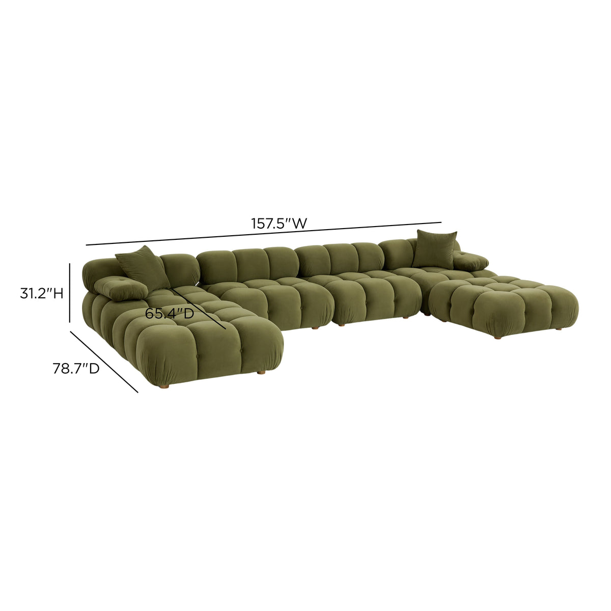 TOV Furniture Calliope Olive Green Performance 6-piece Modular U-Sectional Sofa