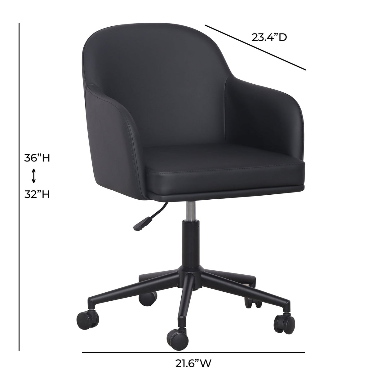 TOV Furniture Sydney Coal Black Office Desk Chair