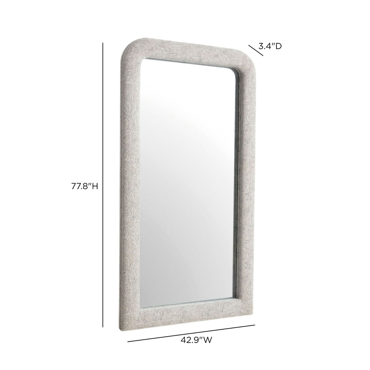 TOV Furniture Heidi Neutral Upholstered Oversized Floor Mirror