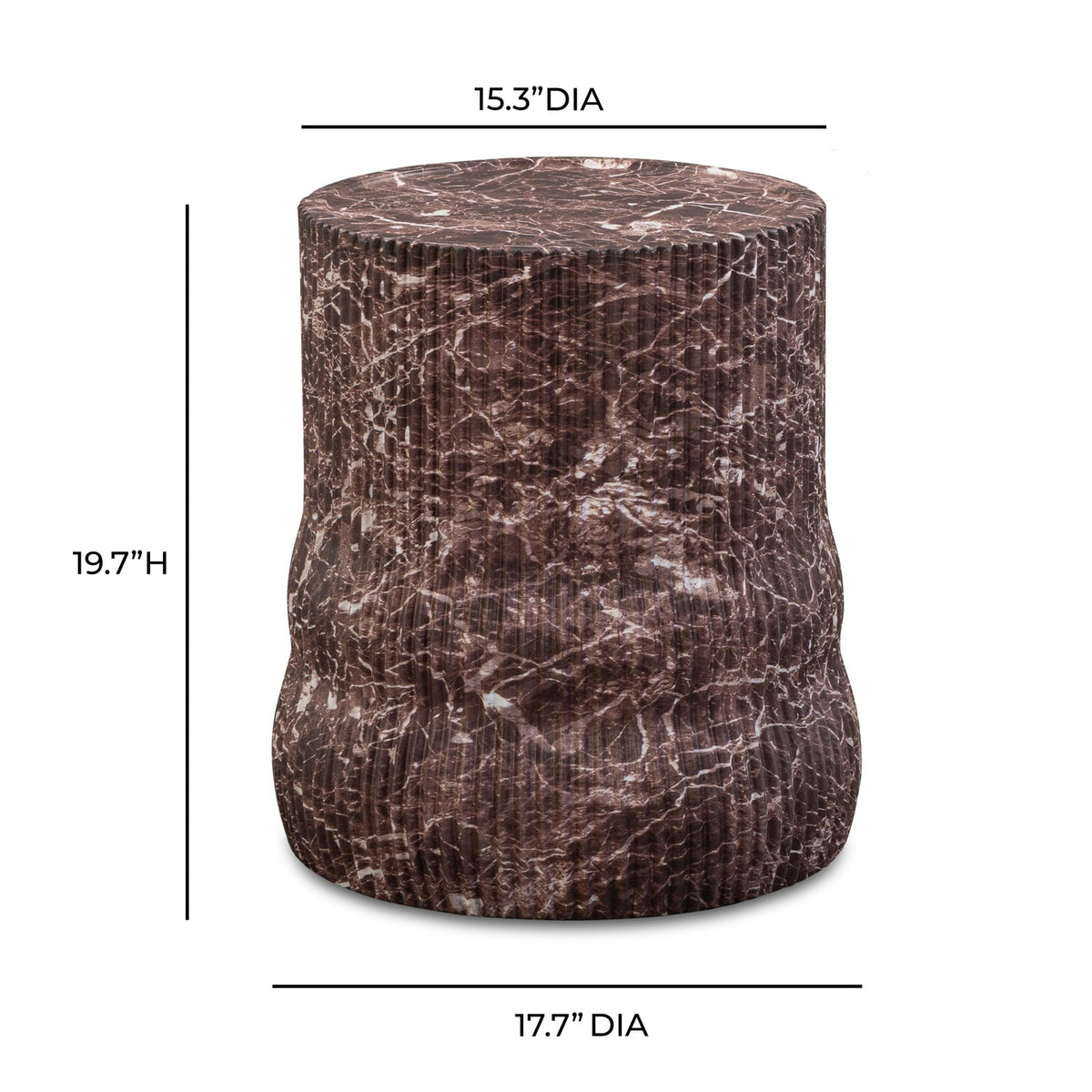 TOV Furniture Cilla Red Faux Levanto Marble Concrete ndoor/Outdoor Side Table
