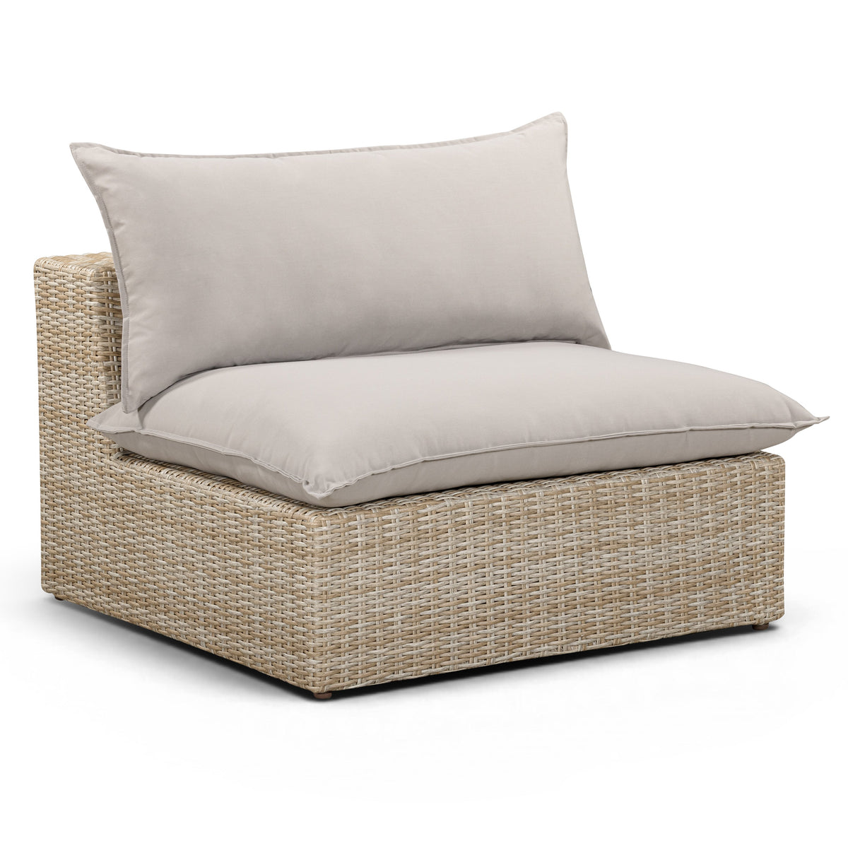 TOV Furniture Cali Gray Performance Wicker Outdoor Armless Chair in grey performance wicker, primary product view