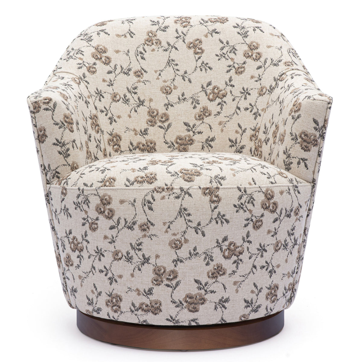 TOV Furniture Skyla Swivel Accent Chair in beige floral jacquard, primary product view