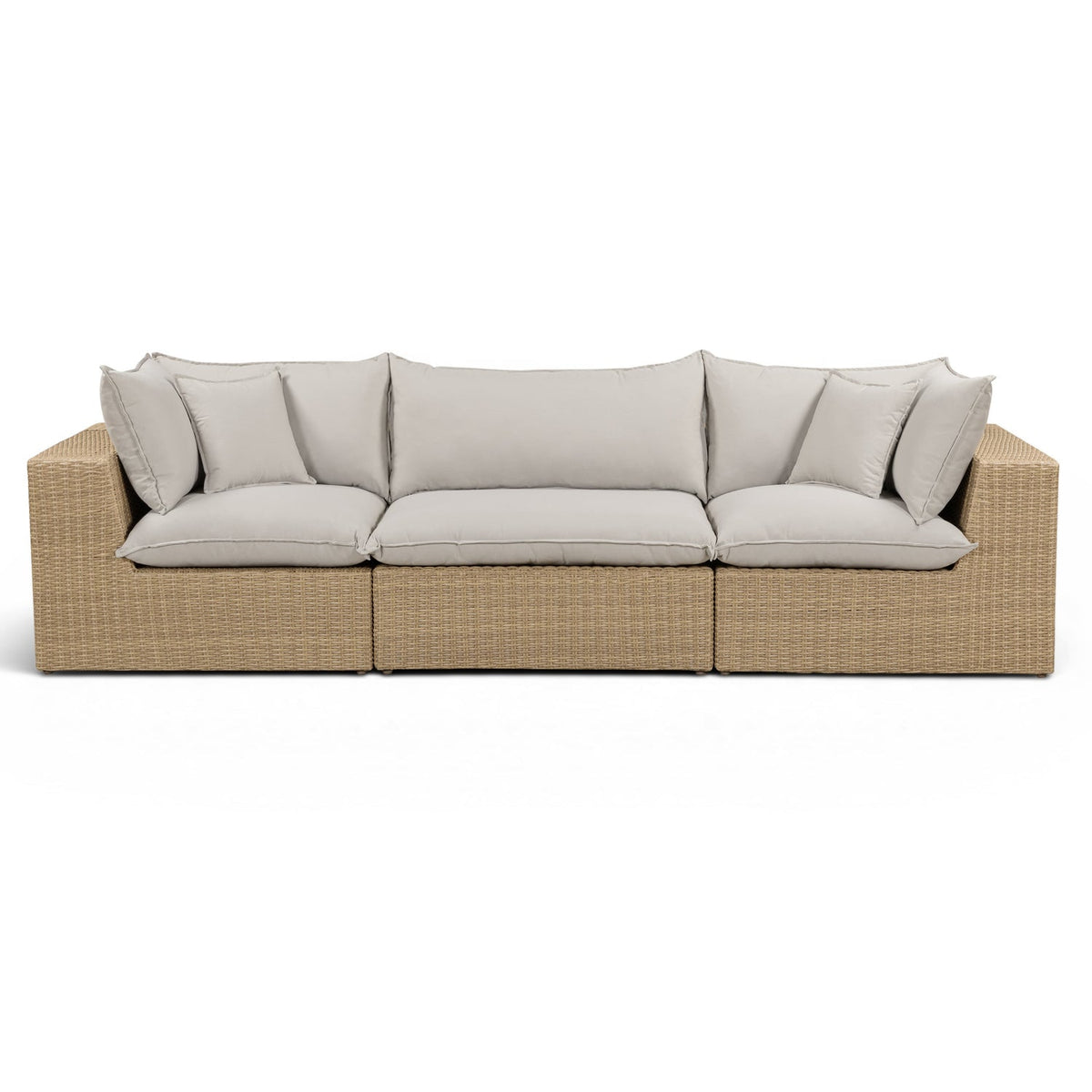 TOV Furniture Cali Gray Performance Wicker 120in Outdoor Sofa