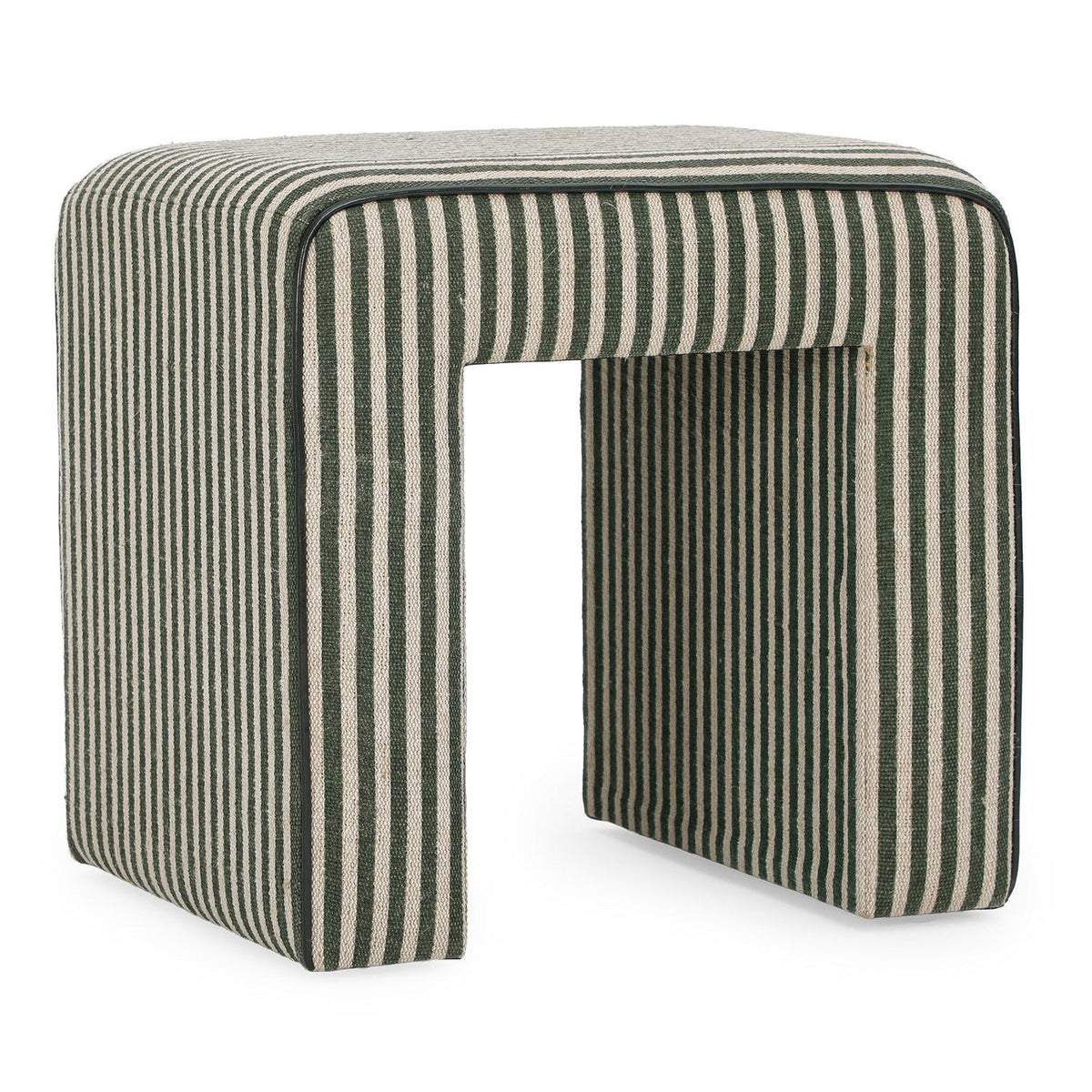 TOV Furniture Byron Green Square Cotton Jute Ottoman in green cotton jute, primary product view