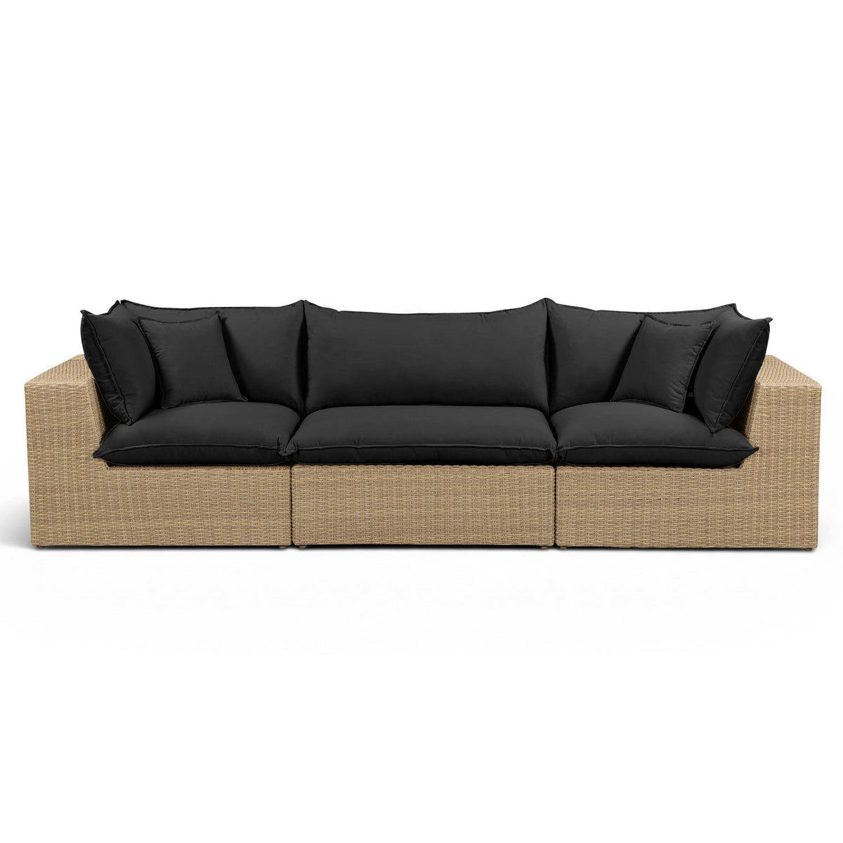 TOV Furniture Cali Black Performance Wicker 120in Outdoor Sofa