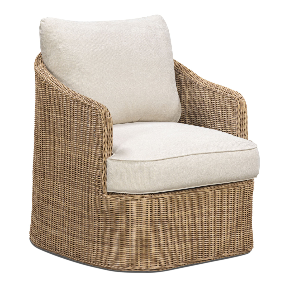 TOV Furniture Axel Cream Boucle Outdoor Accent Chair in cream boucle and wicker, primary product view