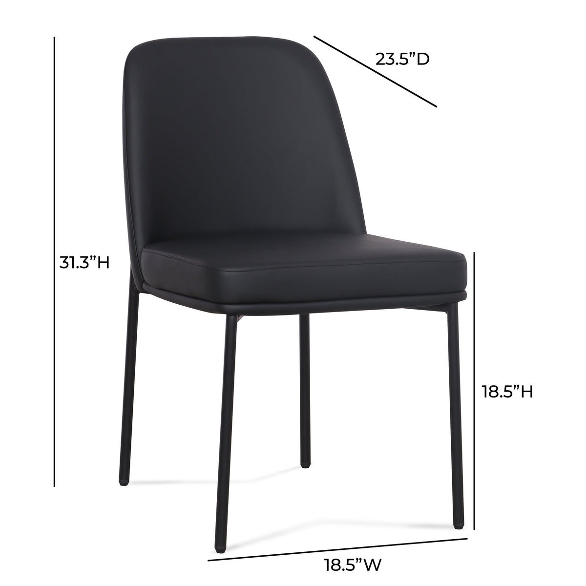 TOV Furniture Sydney Black Performance Vegan Leather Dining Chair Set of 2