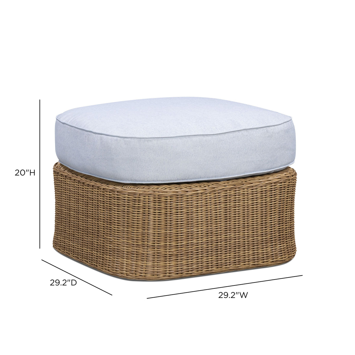 TOV Furniture Axel Blue Boucle Outdoor Ottoman