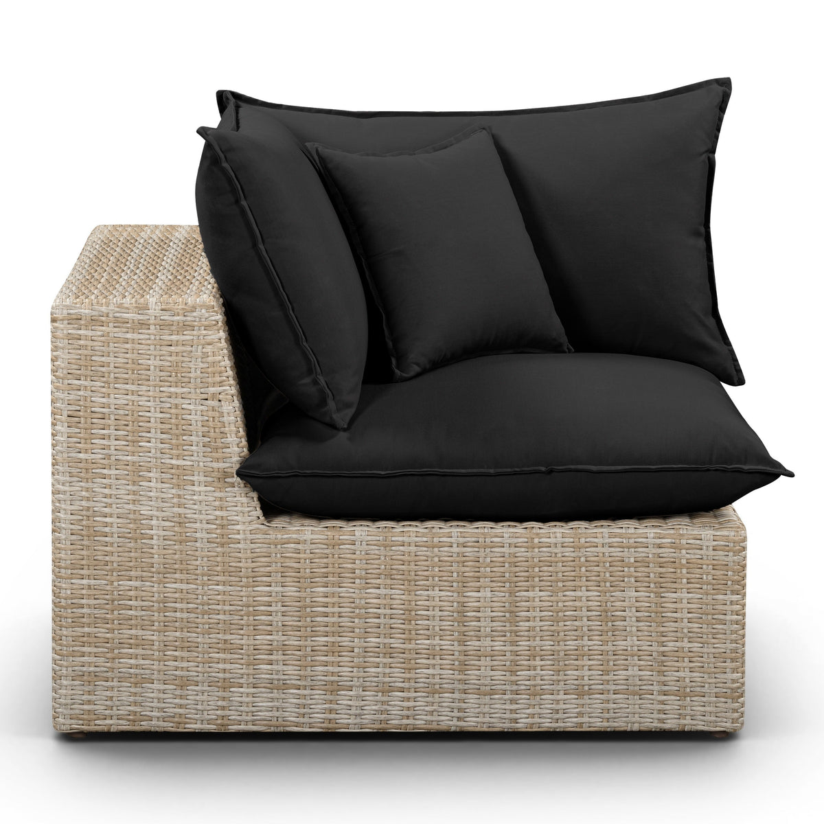 TOV Furniture Cali Black Performance Wicker Outdoor Corner Chair