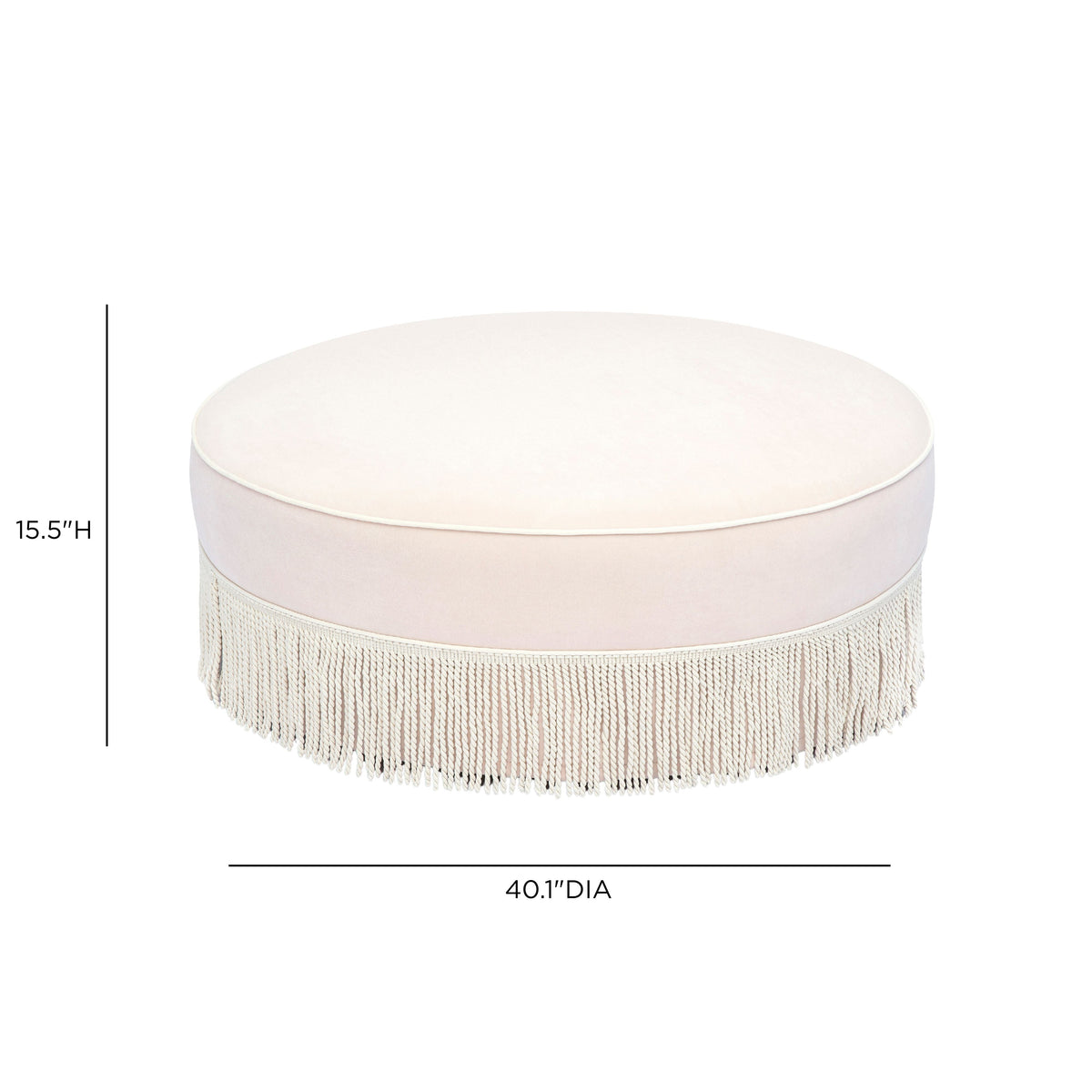 TOV Furniture Tassy Pink Tasseled Round Ottoman