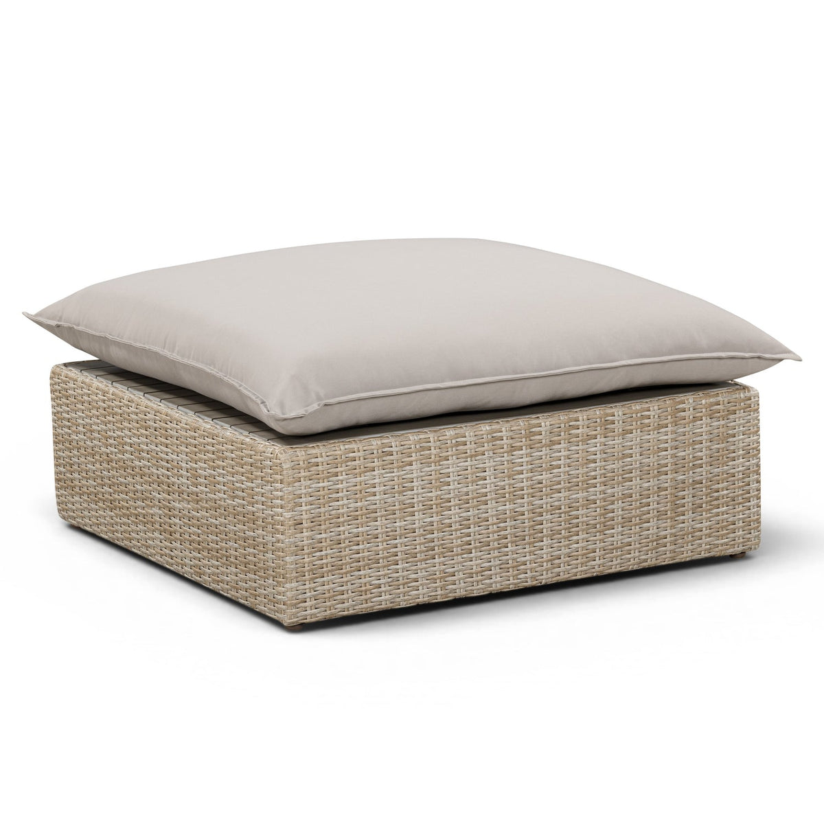TOV Furniture Cali Gray Performance Wicker Outdoor Ottoman in grey wicker, primary product view