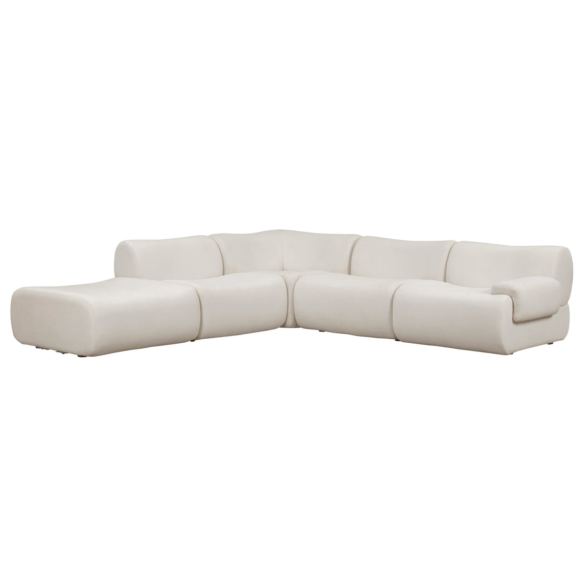 TOV Furniture Zenith 5-Piece Upcycled Modular Sectional in upcycled cream fabric, primary product view