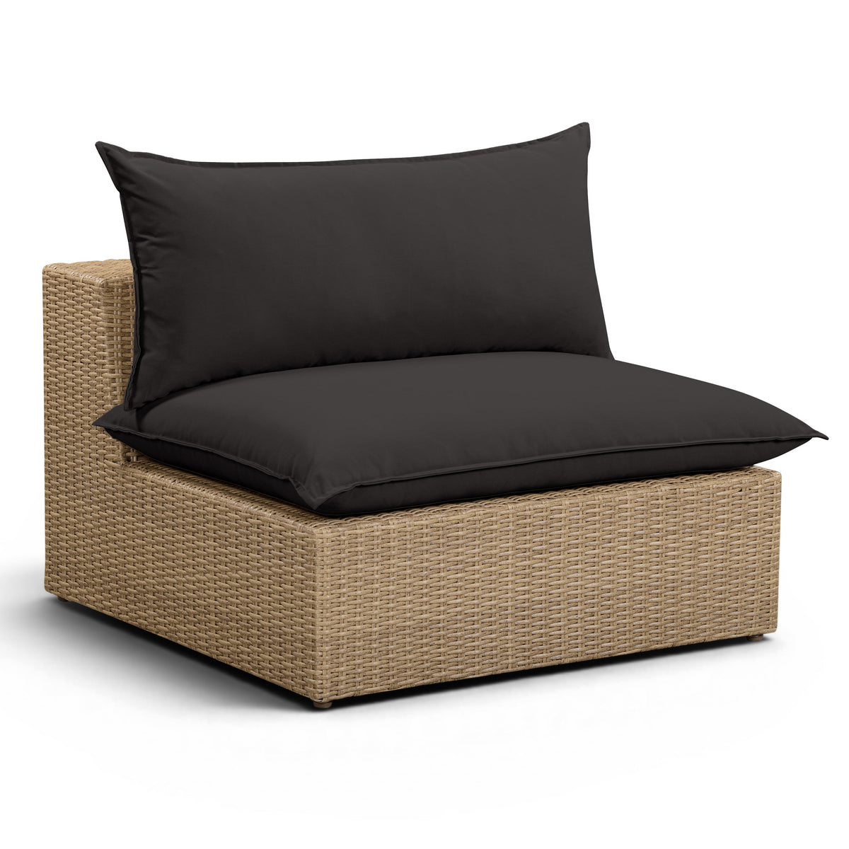 TOV Furniture Cali Black Performance Wicker Outdoor Armless Chair in black wicker, primary product view