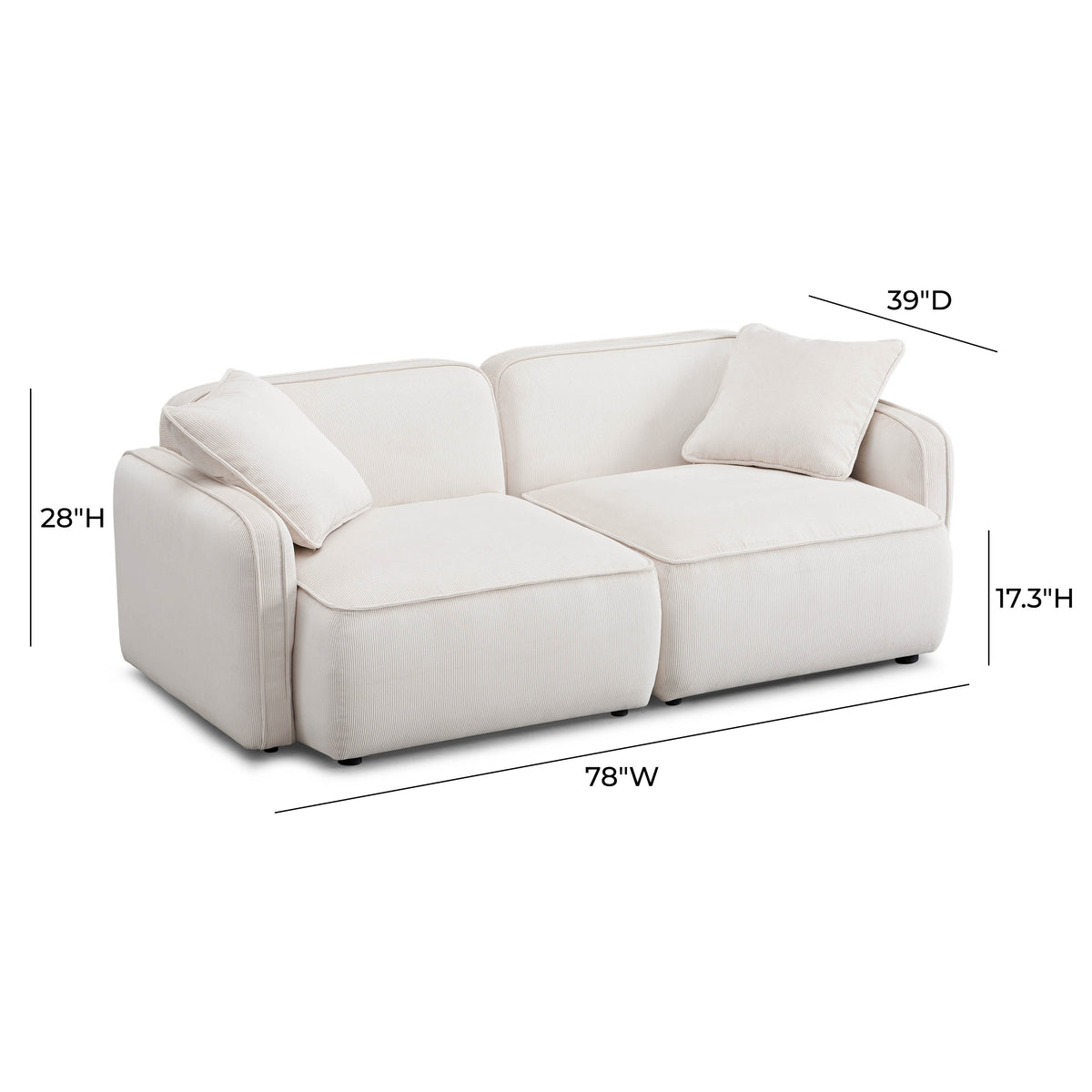 TOV Furniture Travie White Sand Modular Loveseat