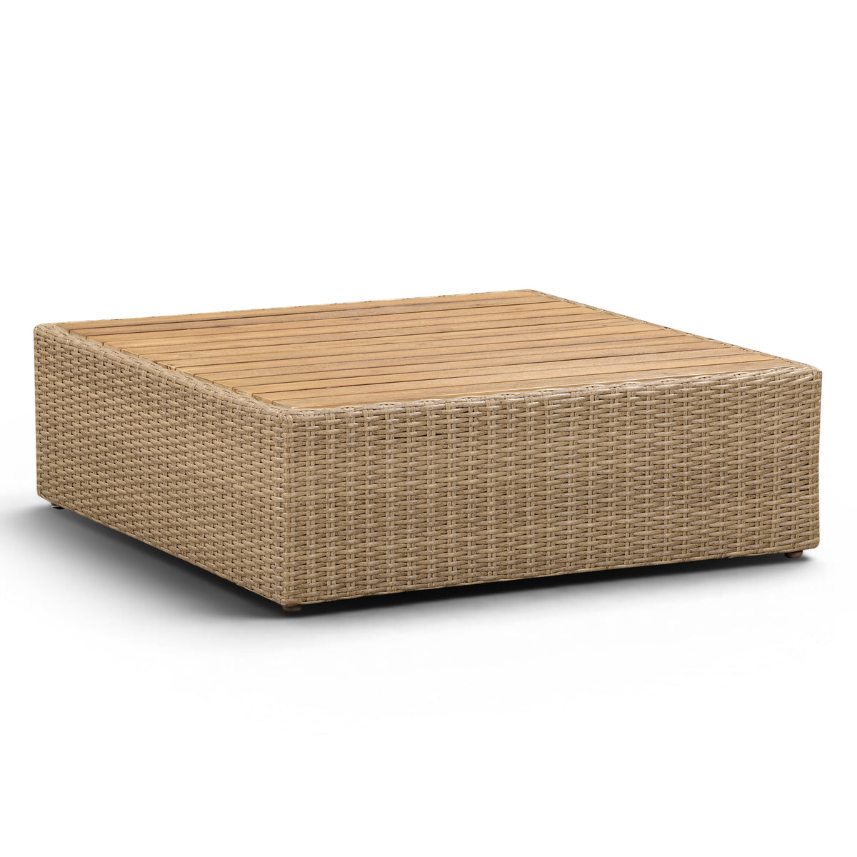 TOV Furniture Cali Black Performance Wicker Outdoor Ottoman