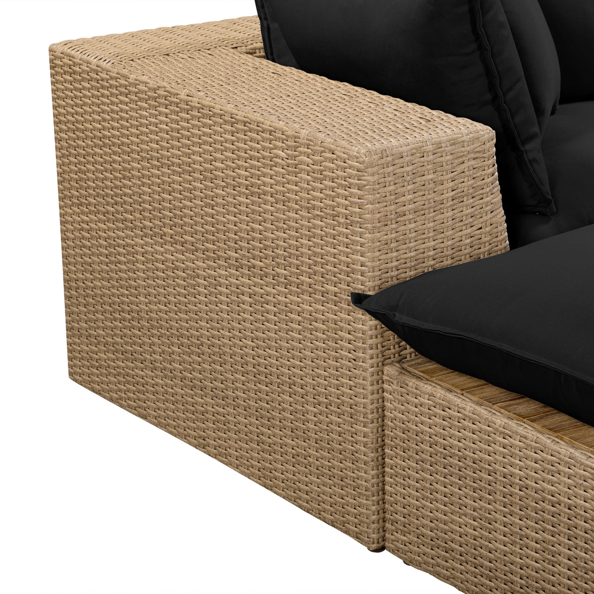 TOV Furniture Cali Black Performance Wicker 4-Piece Outdoor Sectional Sofa