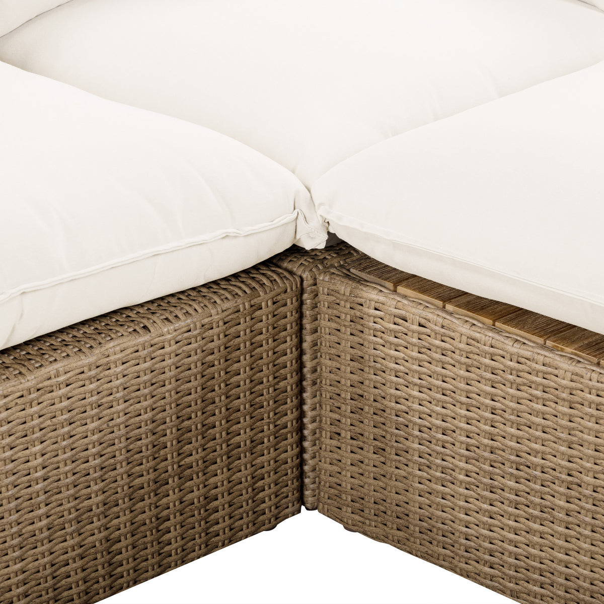 TOV Furniture Cali Cream Performance Wicker 4-Piece Outdoor Sectional Sofa