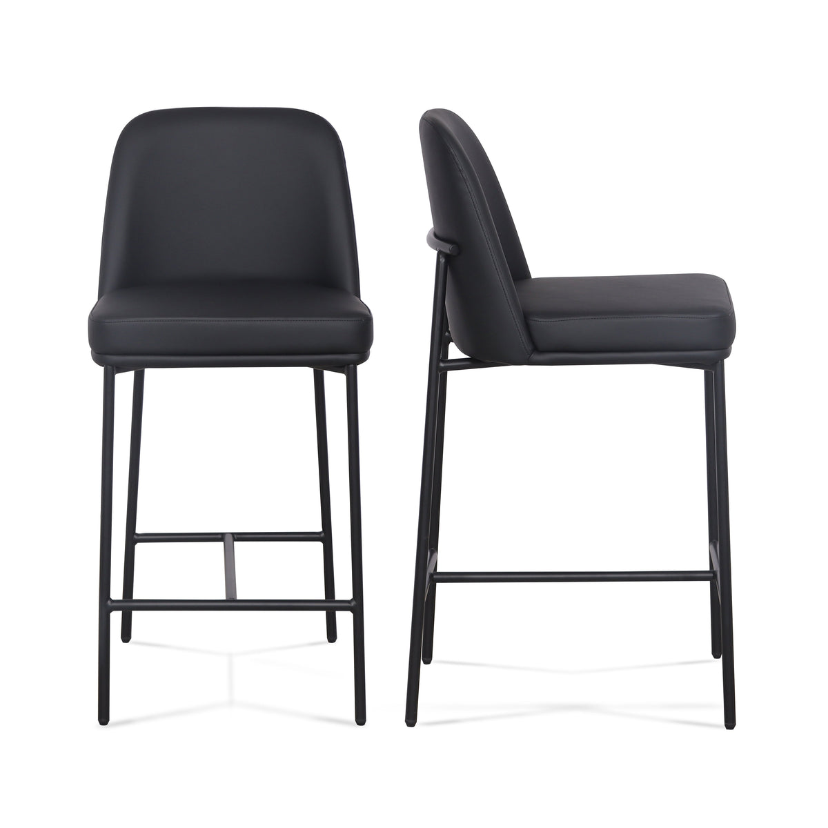 TOV Furniture Sydney Performance Vegan Leather Counter Stool - Set of 2 in black vegan leather, primary product view