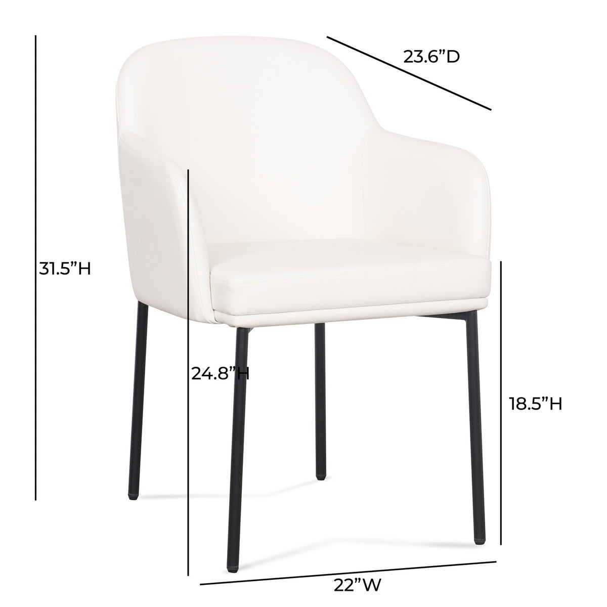 TOV Furniture Sydney Cream Performance Vegan Leather Armchair Set of 2