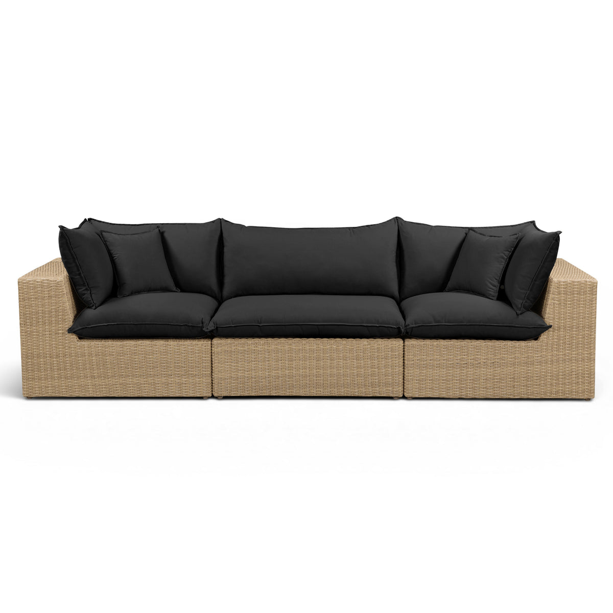 TOV Furniture Cali Black Performance Wicker 120in Outdoor Sofa