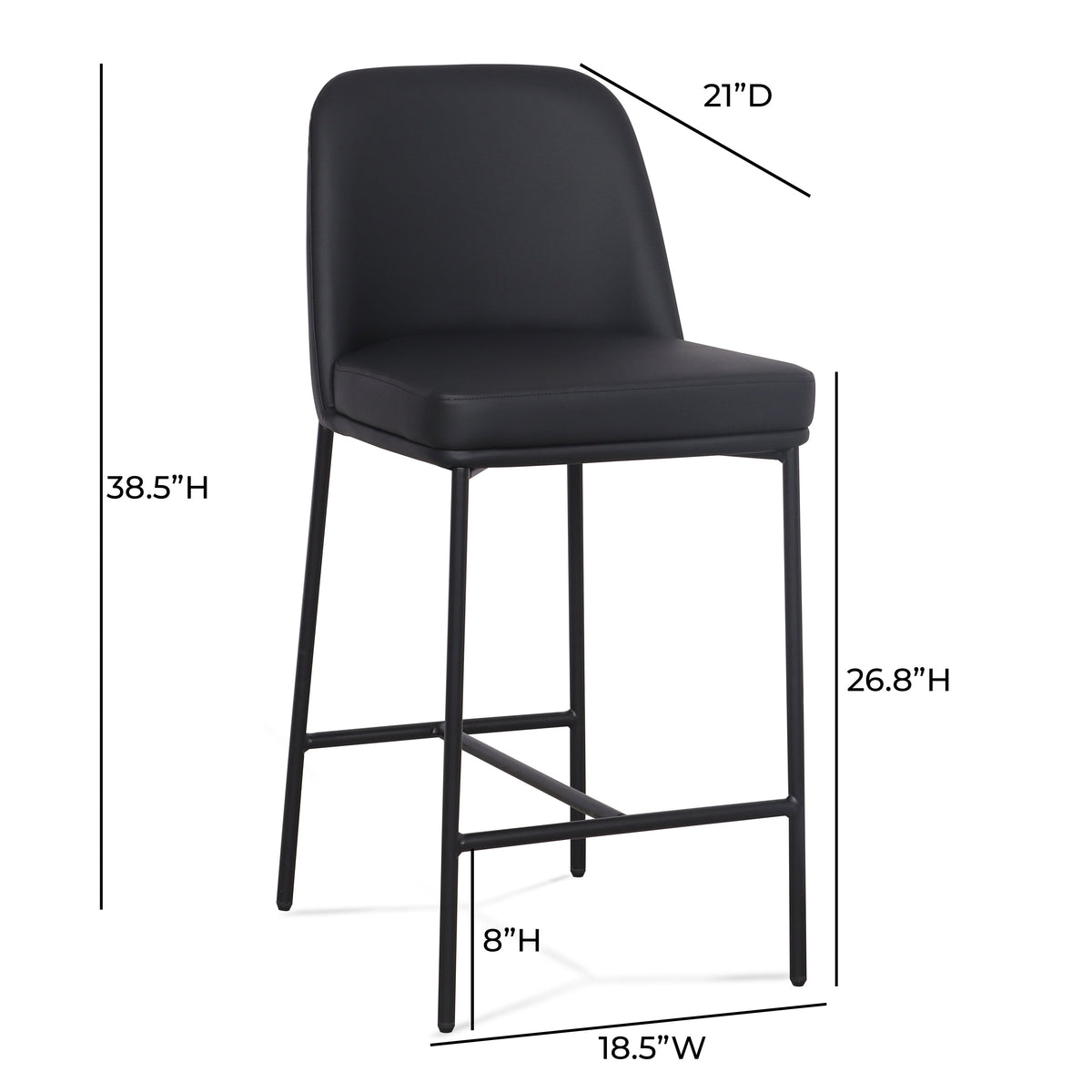 TOV Furniture Sydney Black Performance Vegan Leather Counter Stool Set of 2