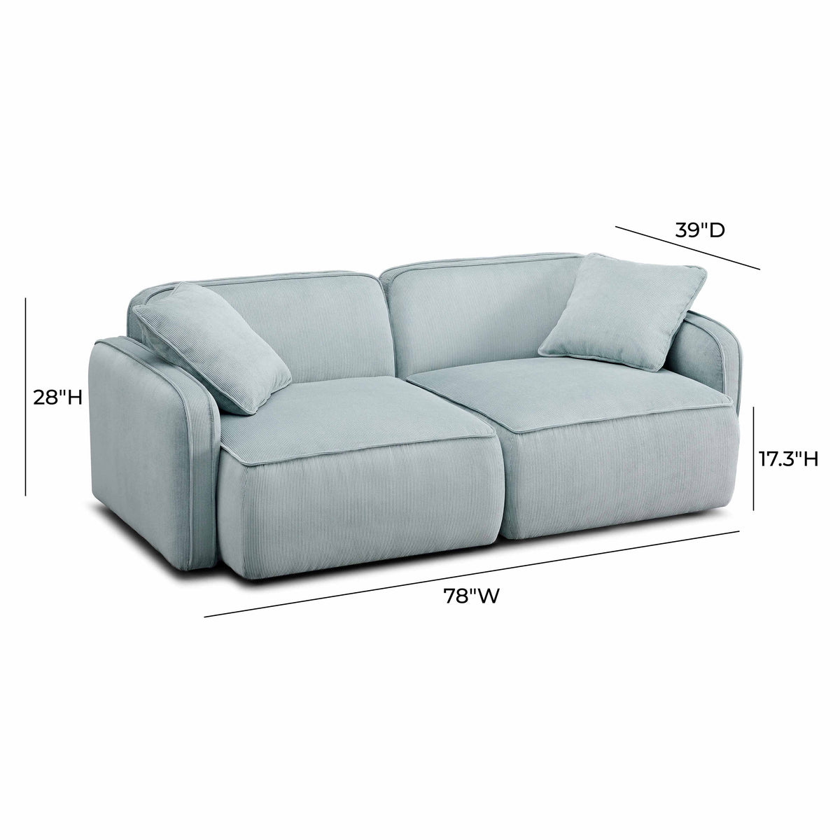 TOV Furniture Travie Sea Blue Modular Loveseat