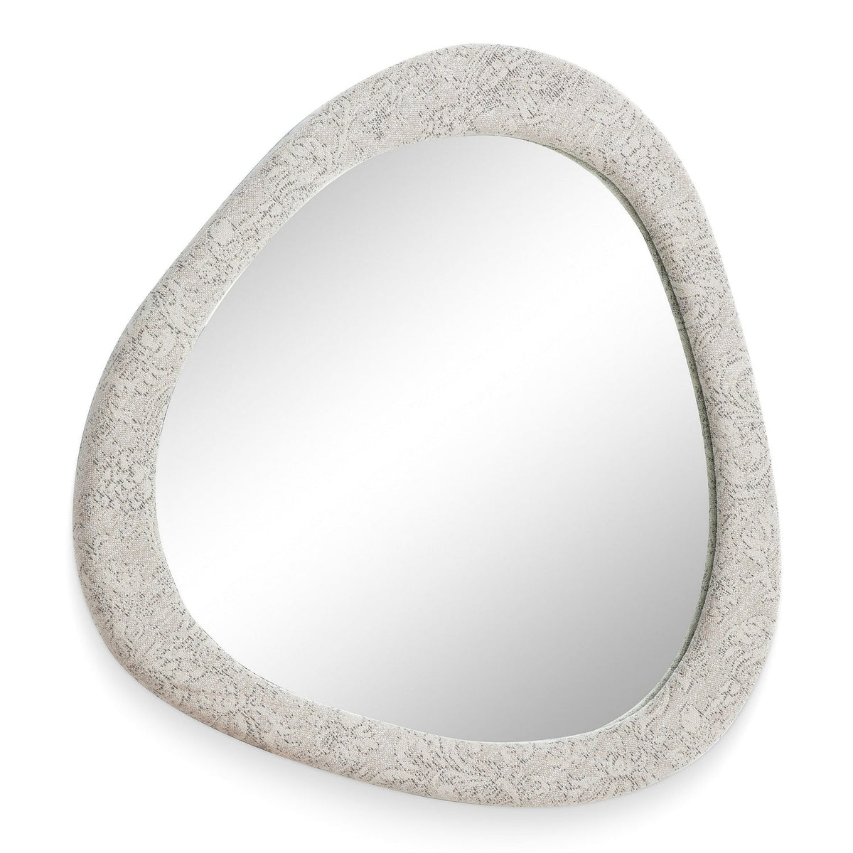 TOV Furniture Klaryss Neutral Floral Jacquard Wall Mirror in neutral floral jacquard, primary product view