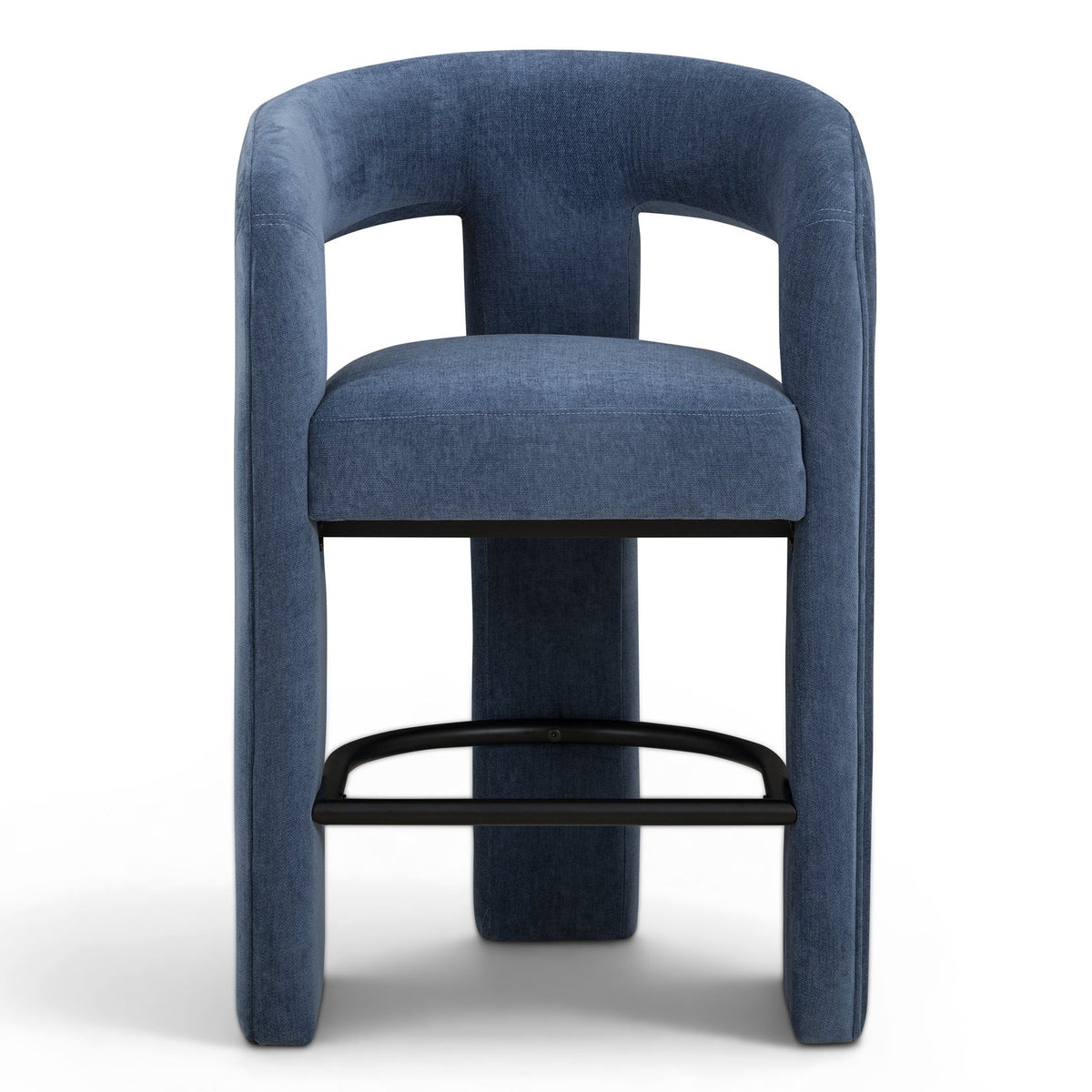 TOV Furniture Malone Blue Denim Performance Chenille Counter Stool in blue denim chenille, primary product view