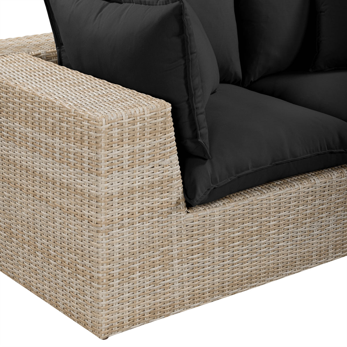 TOV Furniture Cali Black Performance Wicker 4-Piece Outdoor Sectional Sofa