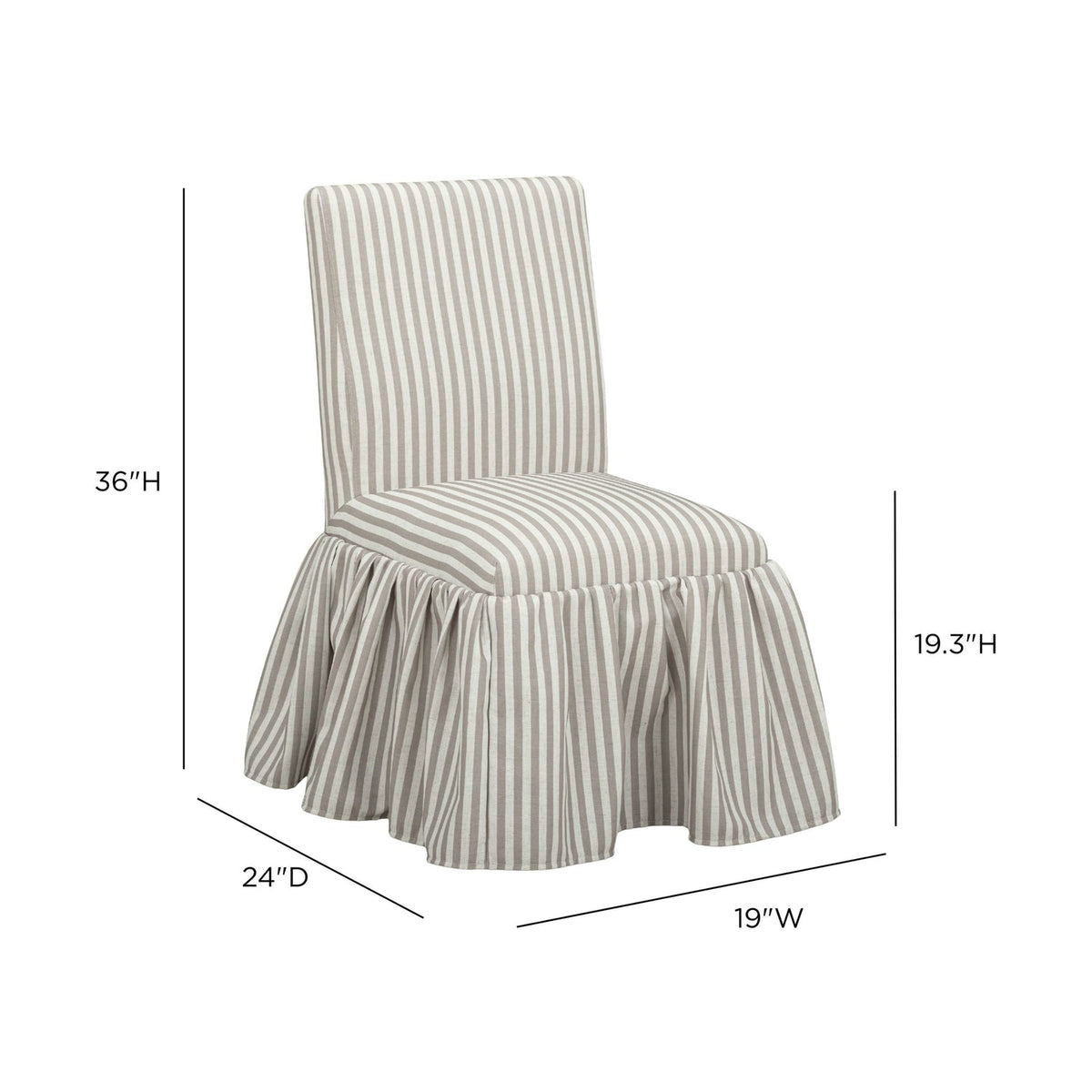 TOV Furniture Gertrude Khaki Striped Performance Linen Skirted Dining Chair