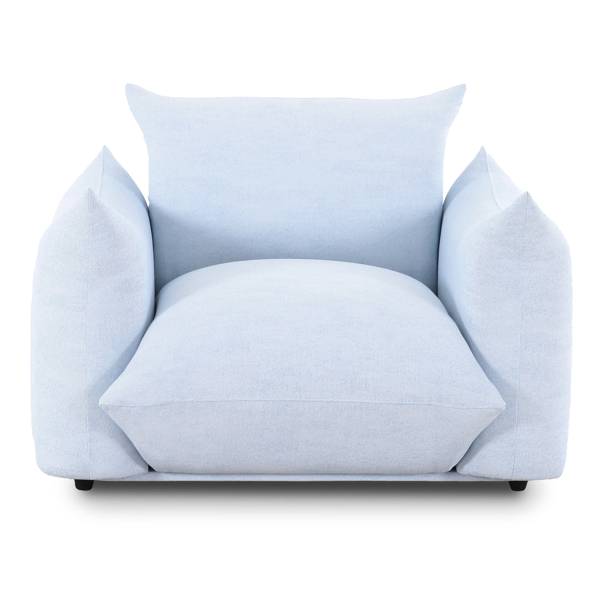 TOV Furniture Saint Tropez Stuffed Indoor/Outdoor Armchair in light blue boucle, primary product view