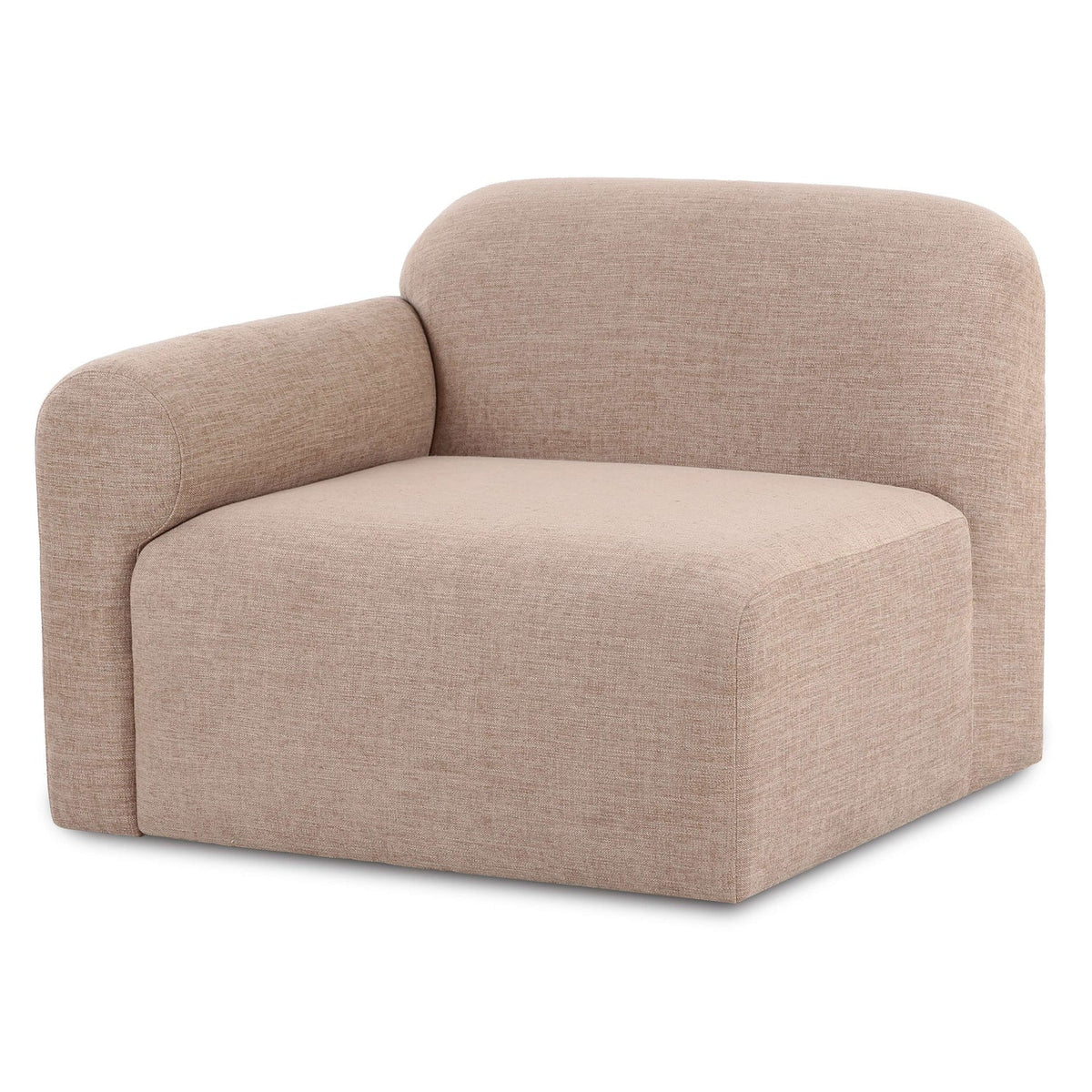 TOV Furniture Gorge Tan Left Modular Corner Chair in tan linen over a plywood frame, primary product view