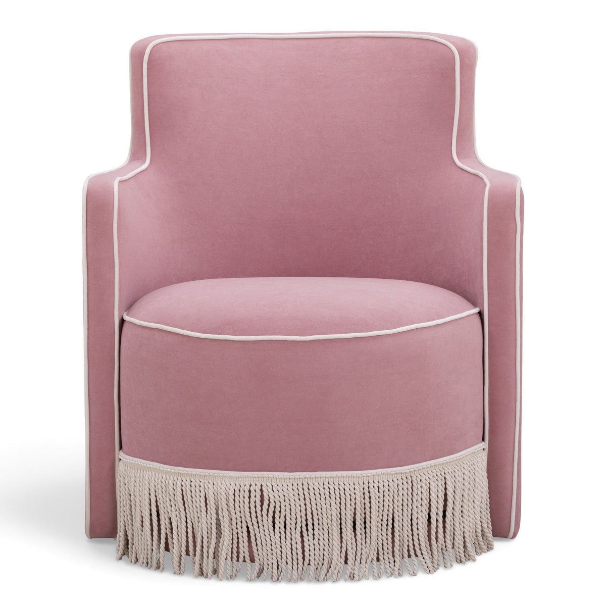 TOV Furniture Passe Pink Tasseled Velvet Swivel Accent Chair