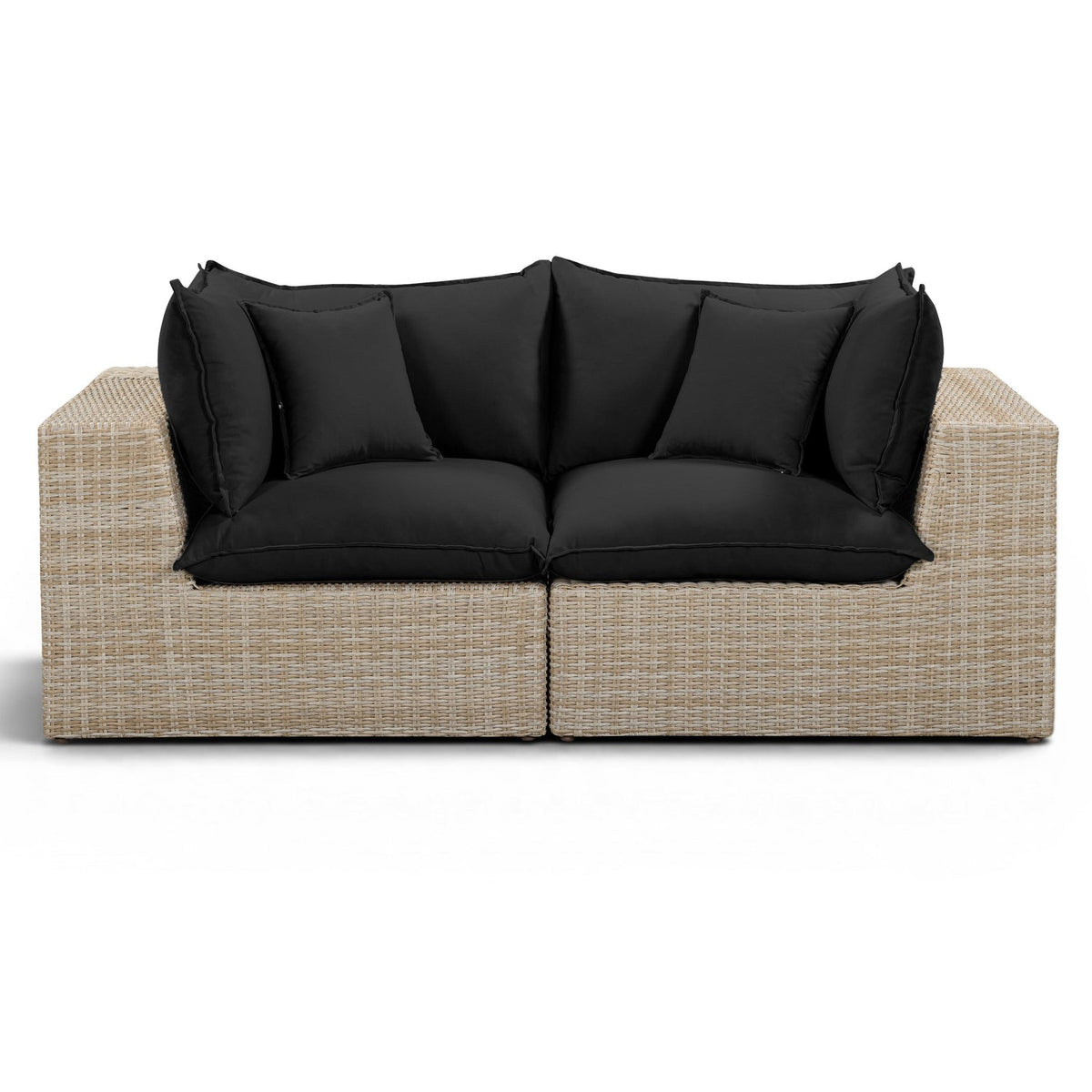 TOV Furniture Cali Black 80in Performance Wicker Outdoor Loveseat