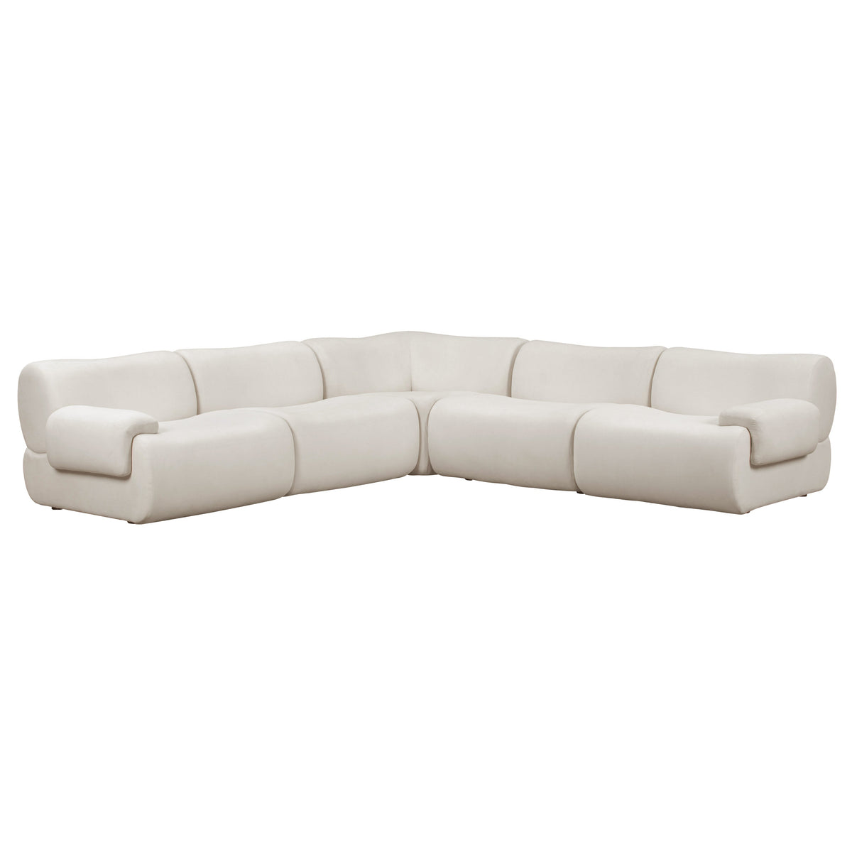 TOV Furniture Zenith 5-Piece Upcycled Modular L-Sectional in upcycled cream fabric, primary product view