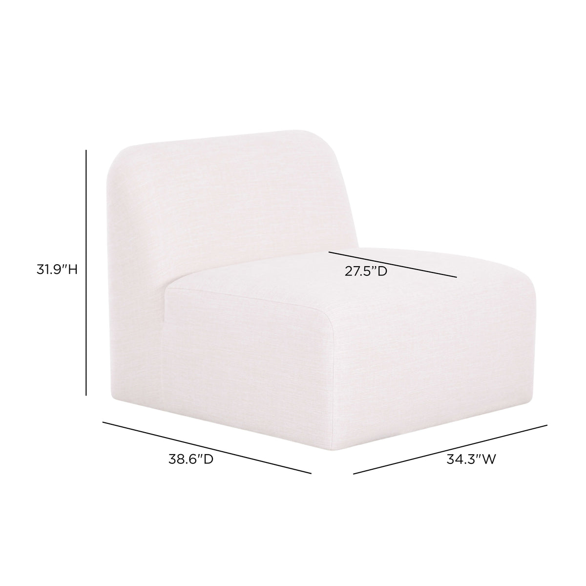 TOV Furniture Gorge Cream Modular Armless Chair