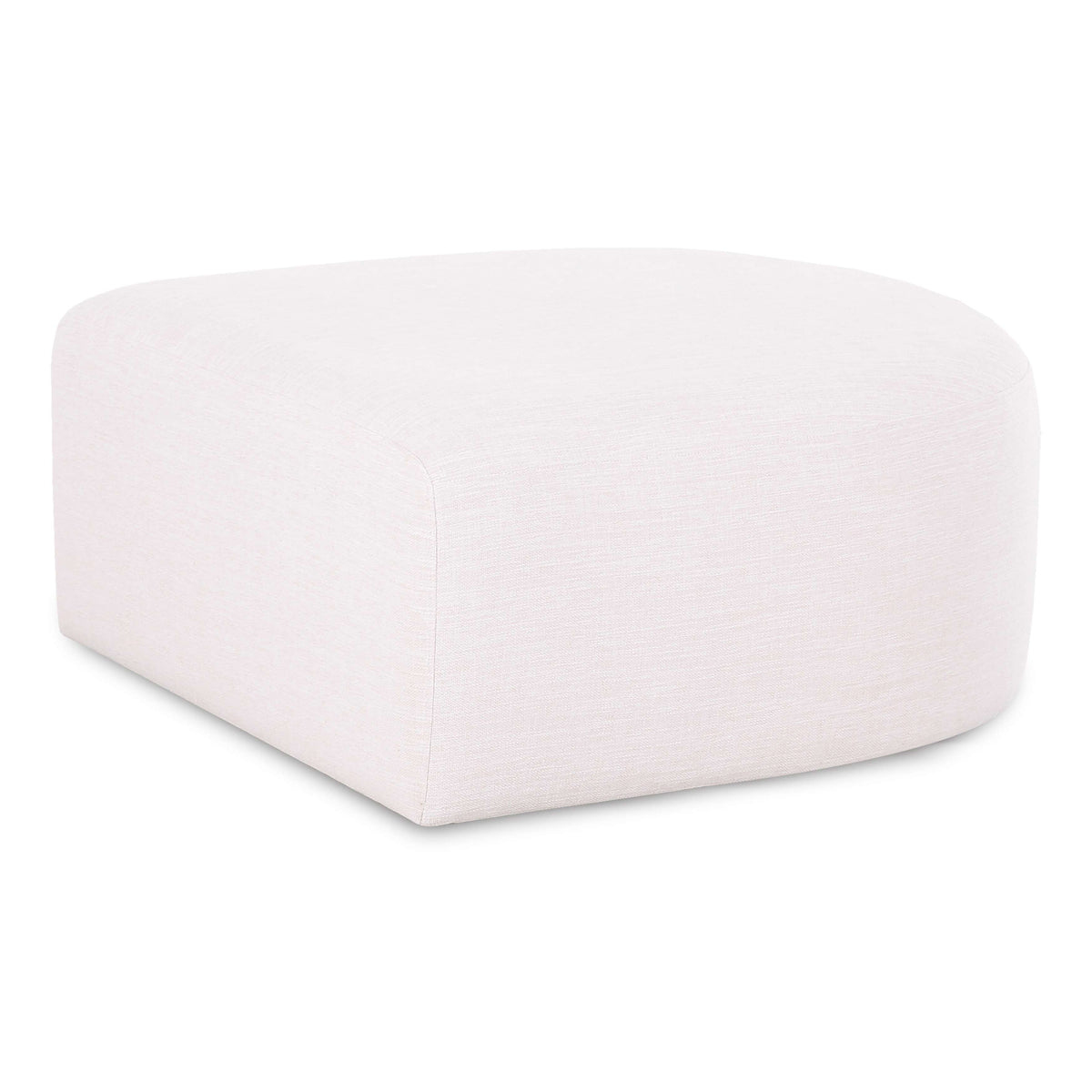TOV Furniture Gorge Cream Ottoman in cream linen upholstery, primary product view