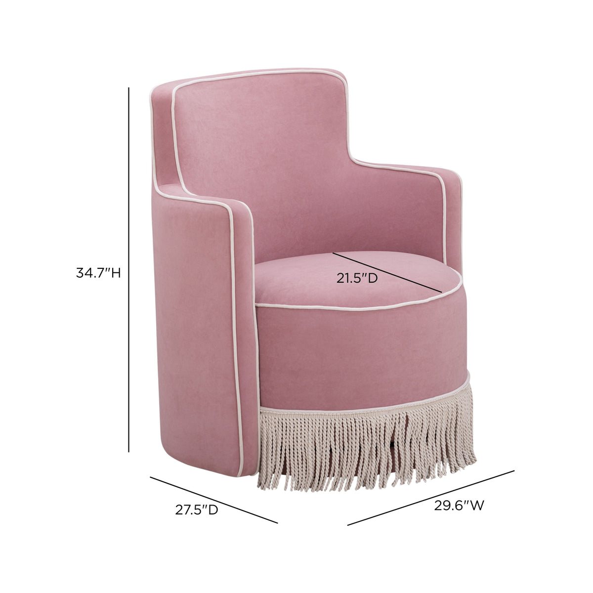 TOV Furniture Passe Pink Tasseled Velvet Swivel Accent Chair