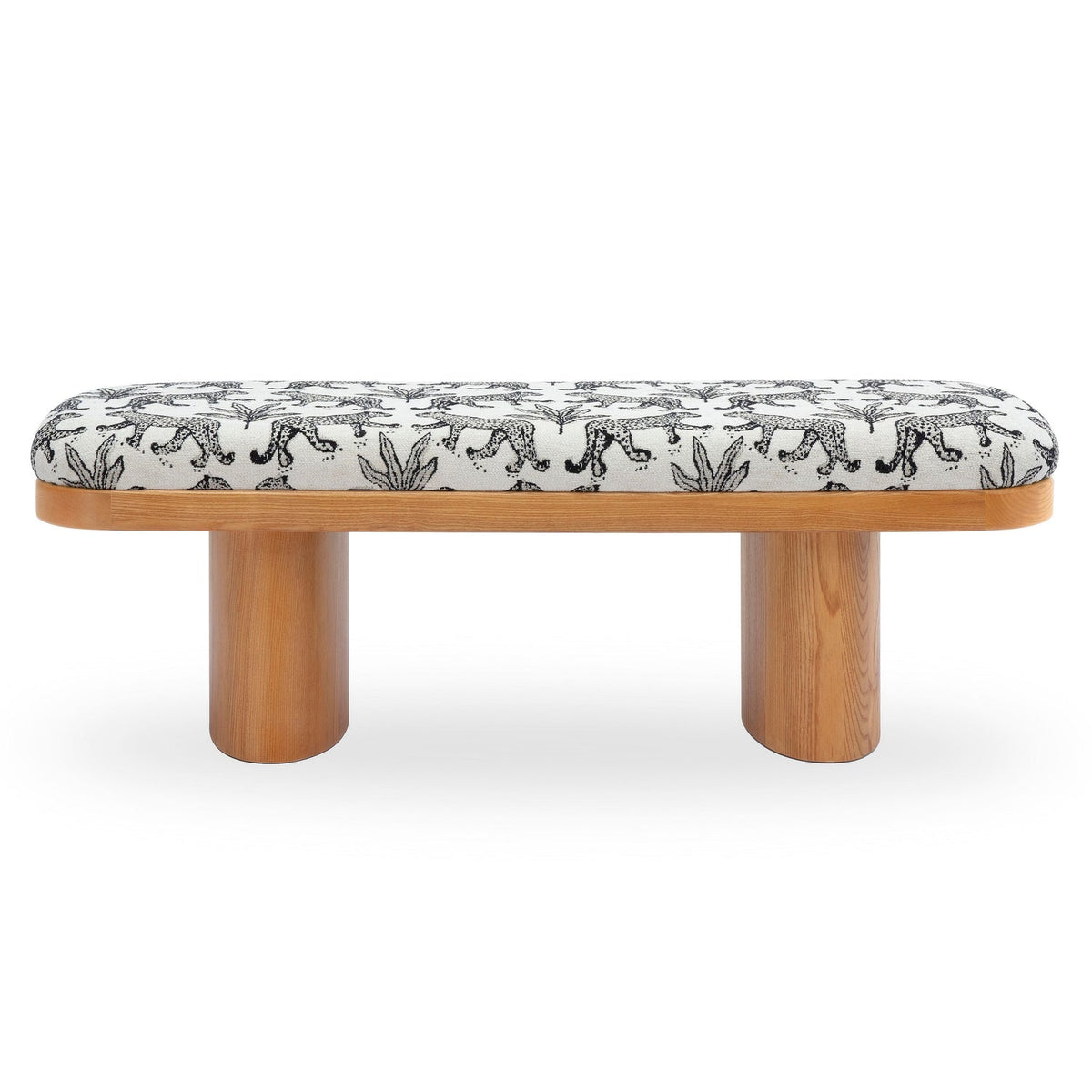 TOV Furniture Ollie Upholstered Bench in cream jacquard, primary product view