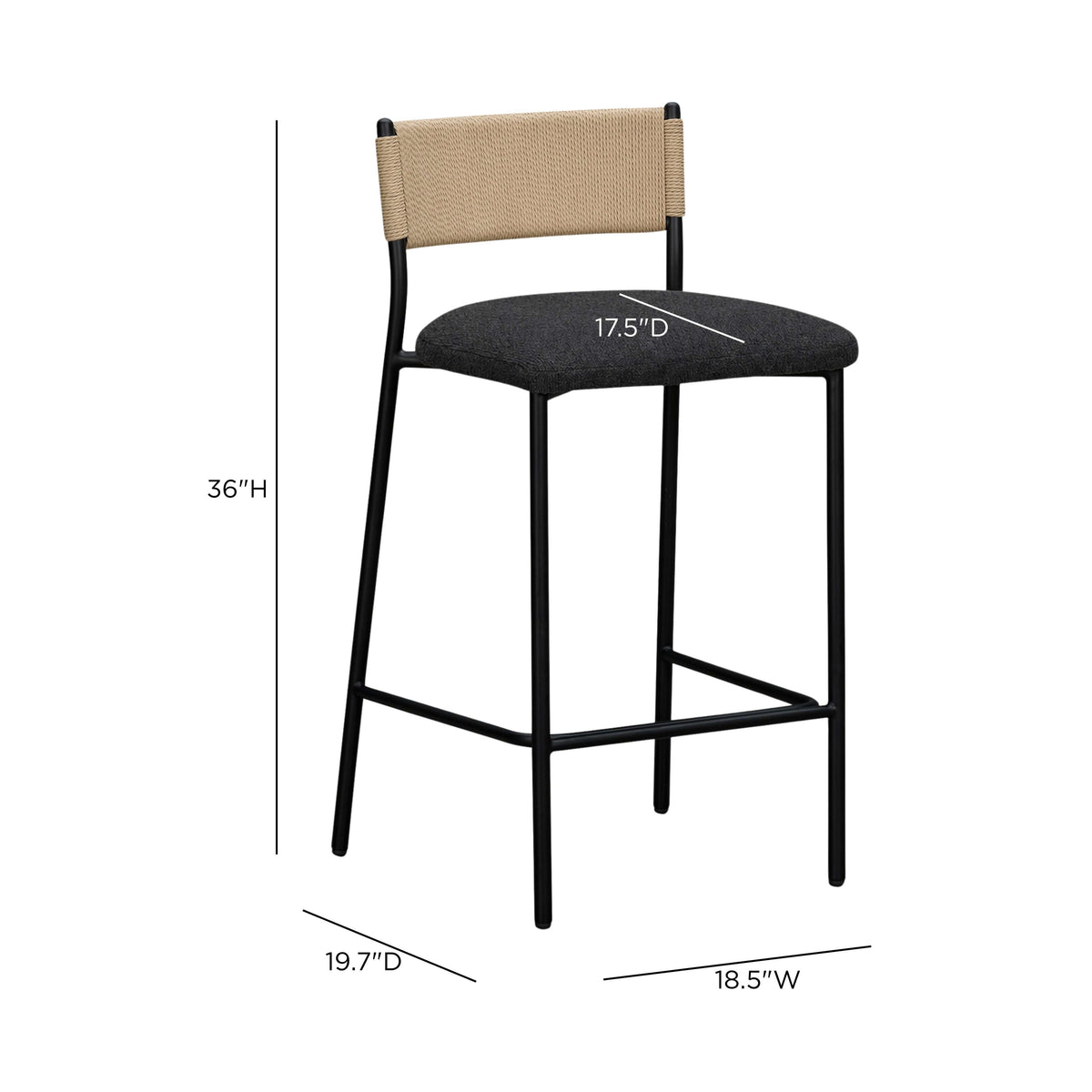 TOV Furniture Celine Black Boucle Counter Stool