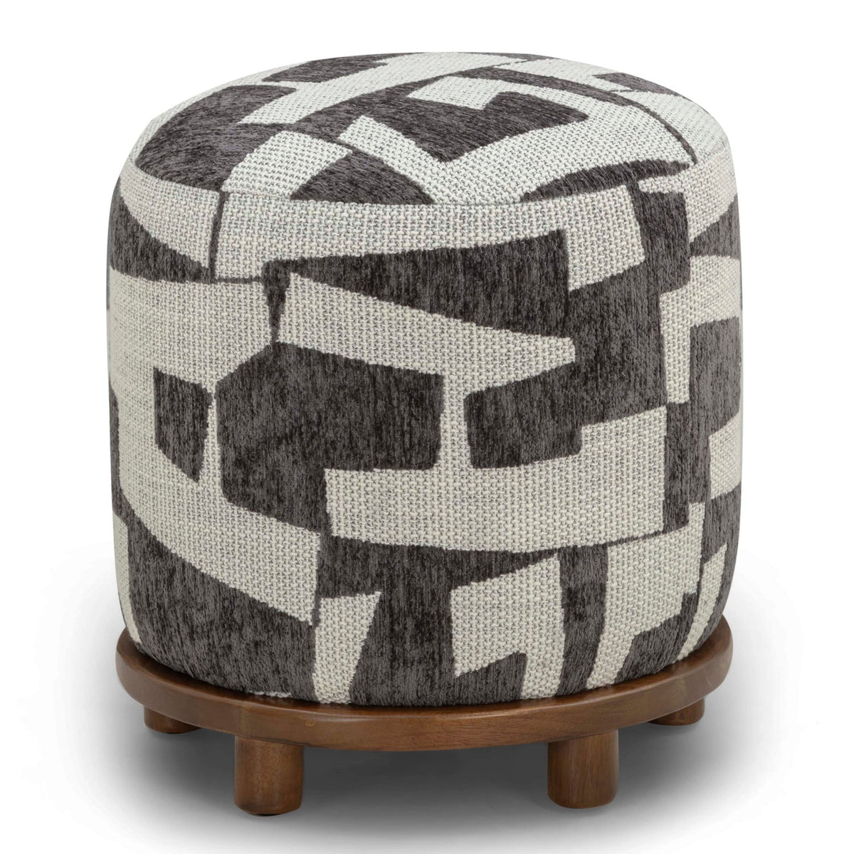 TOV Furniture Bisou Black Performance Jacquard Ottoman in black performance jacquard, primary product view